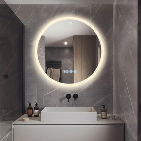 Erga Deam, okrúhle LED zrkadlo 90cm, 3 farby svetla, predné osvetlenie, vyhrievacia podložka proti zapareniu, ERG-V01-Deam-9090-CL