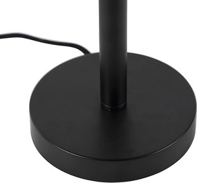 Stolová lampa čierna s oválnym zamatovým tienidlom čiernym 35 cm - Simplo