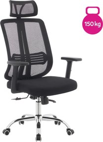 Kancelárske kreslo, čierna/chróm, nosnosť 150 kg, DUVAL
