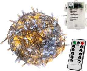 Vianočná reťaz 20 m, 200 LED, teple a studeno biela