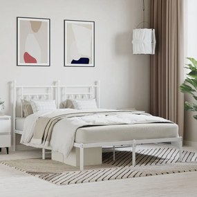 Kovový rám postele s čelom biely 140x190 cm 353586