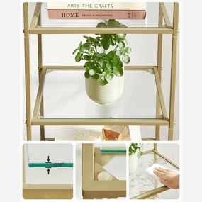 Stojanová polica VASAGLE LGT029A01 – zlatý rám a 5 sklenených políc