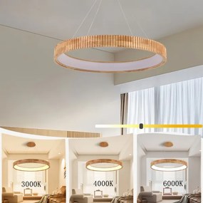 Brilagi - LED lestenec na jeklenem kablu FALCON WOOD MODERN LED/60W/230V Ø 80 cm les