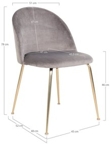 Svetlosivé zamatové jedálenské stoličky v súprave 2 ks Geneve – House Nordic