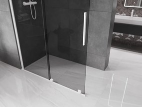 Mexen Velar, sprchová zástena s posuvnými dverami Walk-in 150 x 200 cm, 8mm šedé sklo, biela matná, 871-150-000-43-20