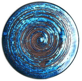 Modrý keramický tanier Mij Copper Swirl, ø 29 cm