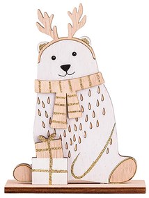 Altom Drevený vianočný medveď, 18x13,5 cm