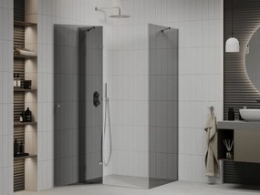 Mexen Roma, sprchovací kút 80 (dvere) x 120 (stena) cm, 6mm šedé sklo, chrómový profil, 854-080-120-01-40