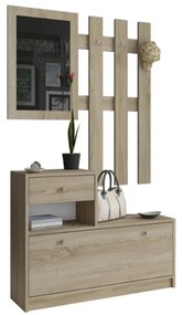 Predsieňová stena so skrinkou na topánky a zrkadlom dub sonoma