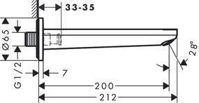 Hansgrohe Rebris S, vaňový výtok, čierna matná, HAN-72430670