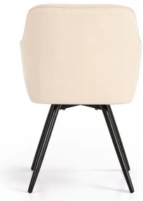Sada dvoch jedálenských stoličiek TURNO zamatové, béžové / čierne nohy (2 ks)