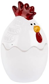 Biela sklenená dóza s vekom v tvare sliepočky Chicken - Ø 6*9 cm