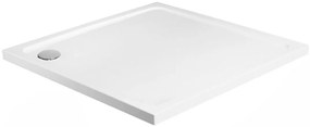 Rea Savoy, akrylátová štvorcová sprchová vanička 80x80x6 cm + sifón, biela, REA-K1906