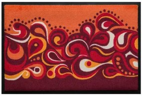 Premium rohožka- retro štýl - červeno-žlté vlny (Vyberte veľkosť: 75*50 cm)