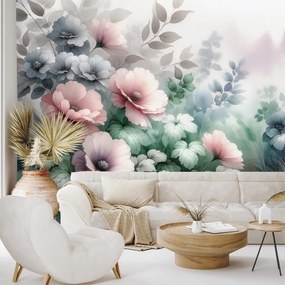 Tapeta akvarelové pastelové kvety