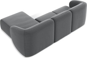 Sivá zamatová rohová pohovka (pravý roh/s leňoškou) Lani – Makamii