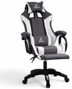JAKS Herná stolička šedo biela LevelUp