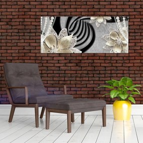 Obraz - 3D zlaté kvety (120x50 cm)