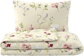 Kvalitex Bavlnené obliečky DELUX 140x200 + 70x90 cm - BOTANICA smotanová