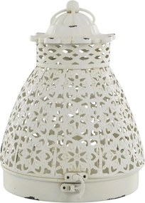 Lampa se vzorem z železa a skla bílá krémová – Ø15*19,5 cm