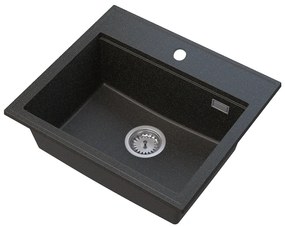 Gamma Modern 5055, 1-komorový granitový drez 560x500x210 mm, čierna so zlatými bodmi, GMA-ZM-55-GD