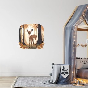 PIPPER. Kruhová samolepka na stenu "Srnka v lese" Veľkosť: 60 cm