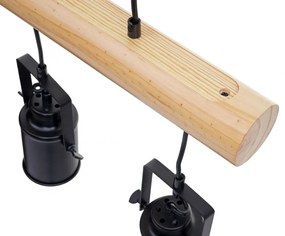 Závesné svietidlo H83 industrial, spot 3 74209 - kov / drevo - Čierna