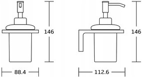 Závesný dávkovač mydla MAXMAX MEXEN LEA s pumpičkou - kov/sklo - chrómový, 70260388-00