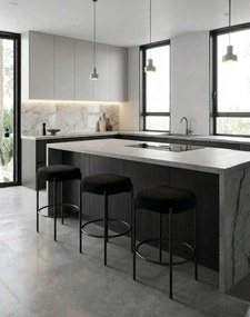 Štvorcová barová stolička s opierkou na nohy Dolly, čierna