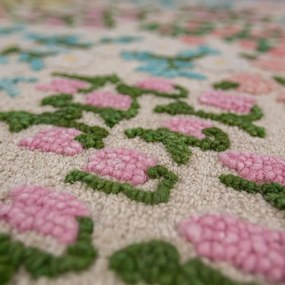 Krémový ručne tkaný vlnený koberec 120x170 cm Emilia Floral – Flair Rugs