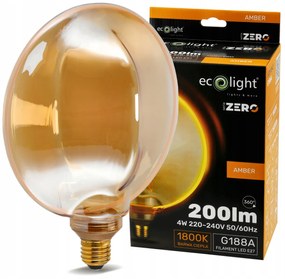 ECOLIGHT Dekoratívna LED žiarovka E27 4W 200lm G188 Amber Retro - rada ZERO