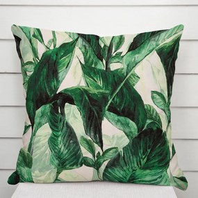 Biante Zamatová obliečka na vankúš Tamara TMR-028 Veľké zelené listy 60 x 60 cm
