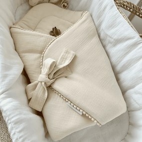 Mušelínová zavinovačka s lemovaním vanilka 70x70cm