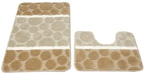 Sada kúpeľňových koberčekov SIENA béžová, pruhy / bodky