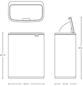 Biely dotykový oceľový odpadkový kôš na triedený odpad 60 l Bo Touch Bin – Brabantia