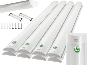 Sada 4 x povrchovo montovateľných LED svietidiel 36W 120cm fluorescenčný panel pre garážovú dielňu