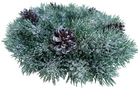Plastový veniec zasnežený so šiškami, pr. 28 cm