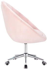 LuxuryForm DESIGN Kreslo VERA VELUR na striebornej podstave s kolieskami - svetlo ružové
