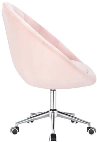LuxuryForm DESIGN Kreslo VERA VELUR na striebornej podstave s kolieskami - svetlo ružové