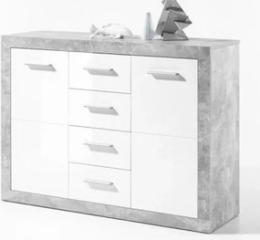 Komoda Stone 117 cm, betón/biela%
