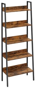 Rebríková polica, 5-úrovňový regál, rustikálny hnedý