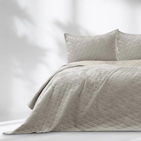 Sivobéžový zamatový prešívaný pléd 170x210 cm Laila – Restilo