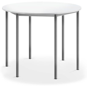 Stôl BORÅS, okrúhly, Ø1200x900 mm, laminát - biela, strieborná