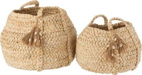 2ks prírodné koše z kukuričných listov so strapcami Maise - Ø40*33/ Ø32*29 cm