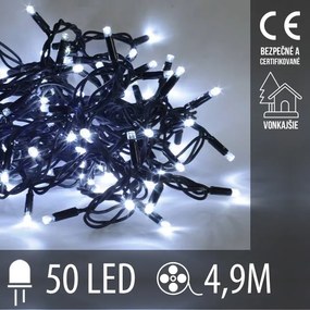 Vianočná led svetelná reťaz vonkajšia - 50led - 4,9m studená biela