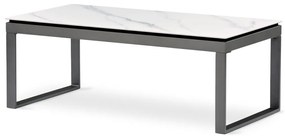 AUTRONIC Konferenčný stolík 120x60, biely mramor, šedý kov AHG-284 WT