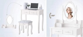 Bestent Toaletný stolík s LED zrkadlom Viktória White
