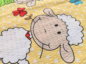 Krepové obliečky do postieľky OVEČKY žlté Rozmer obliečky: 45 x 65 cm | 90 x 135 cm