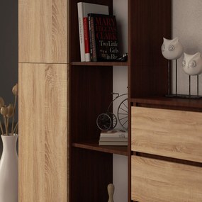 Regál Rexa 80 cm 1 skrinka a 4 police wenge/sonoma