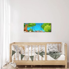 Obraz - Veselé veveričky (s hodinami) (90x30 cm)